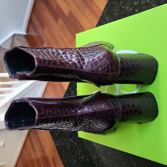 Sam Edelman Codie 2 Boots Red Bordeaux Burgundy Croc Size 9.5 - Picture 4 of 14